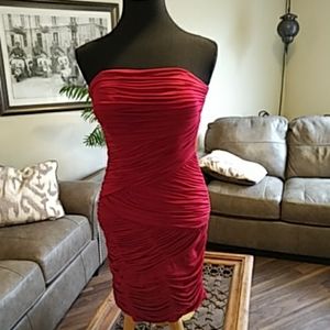 Ruched all over red party dress.7/8.
